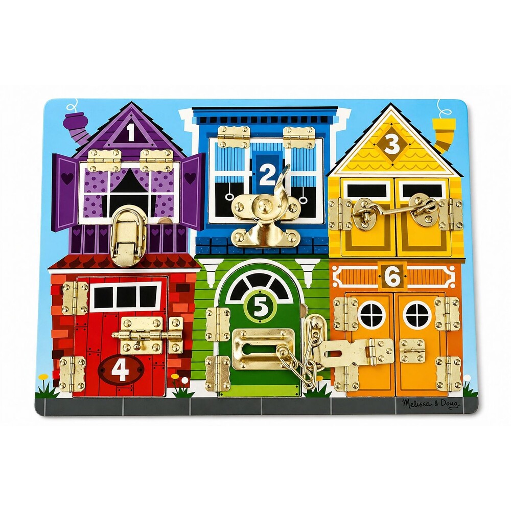 Melissa & Doug Latches Board Wooden Toy House Activity learning 000772037853